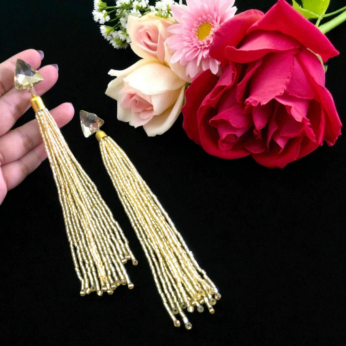 Gilded Chain Tassel Earrings