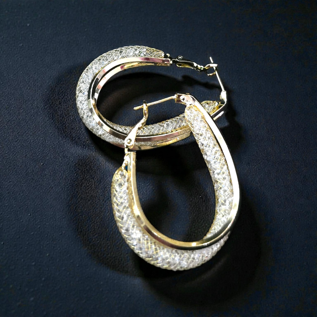 Ivara Crystal Mesh Hoops