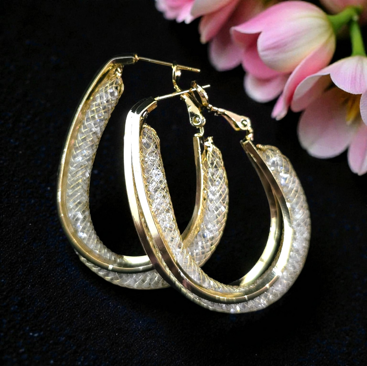 Ivara Crystal Mesh Hoops