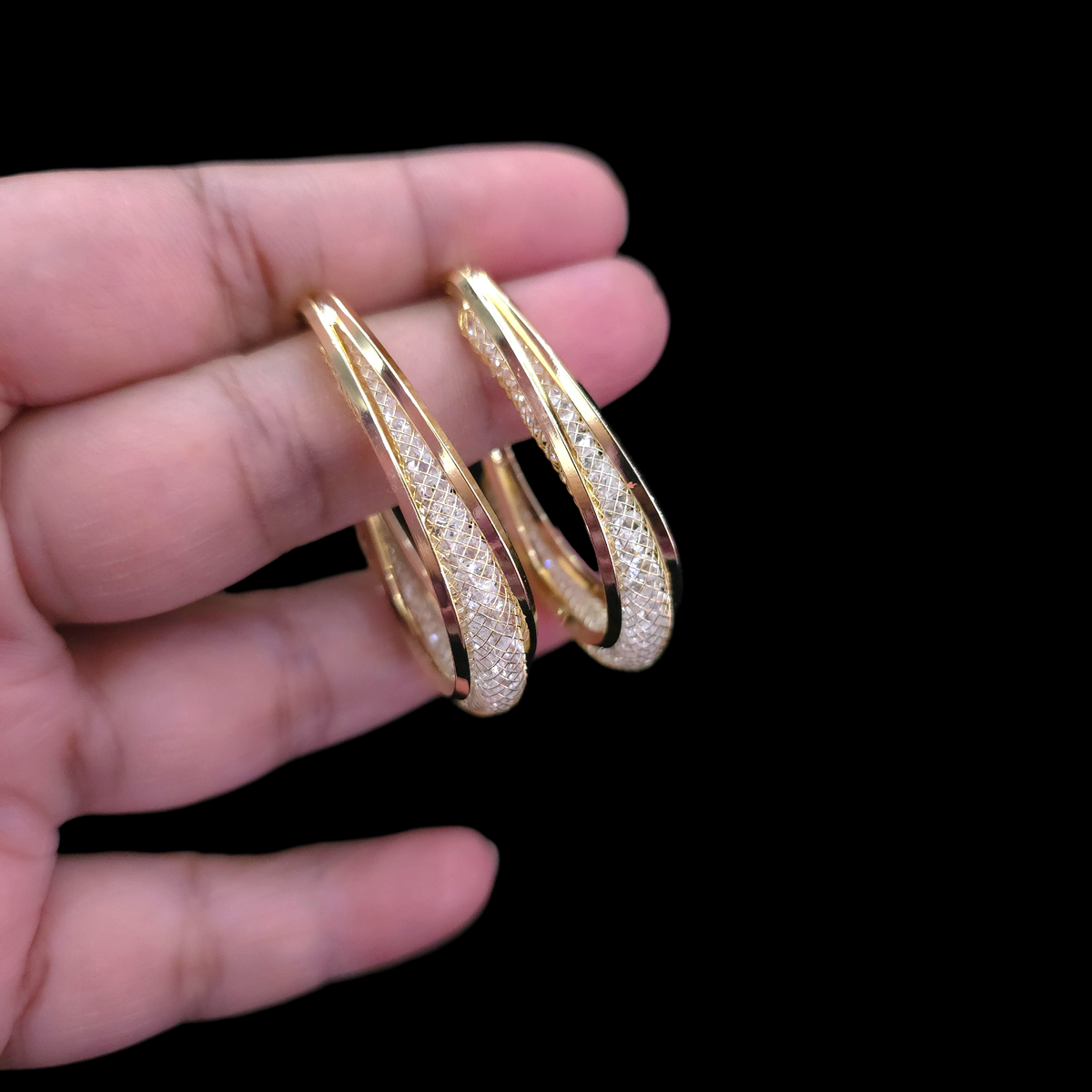 Ivara Crystal Mesh Hoops