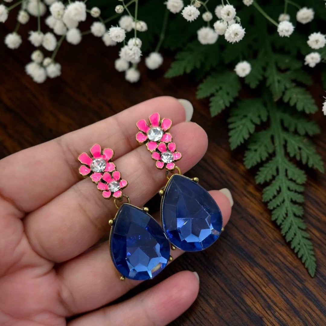 Sapphire Bloom Drop Earrings