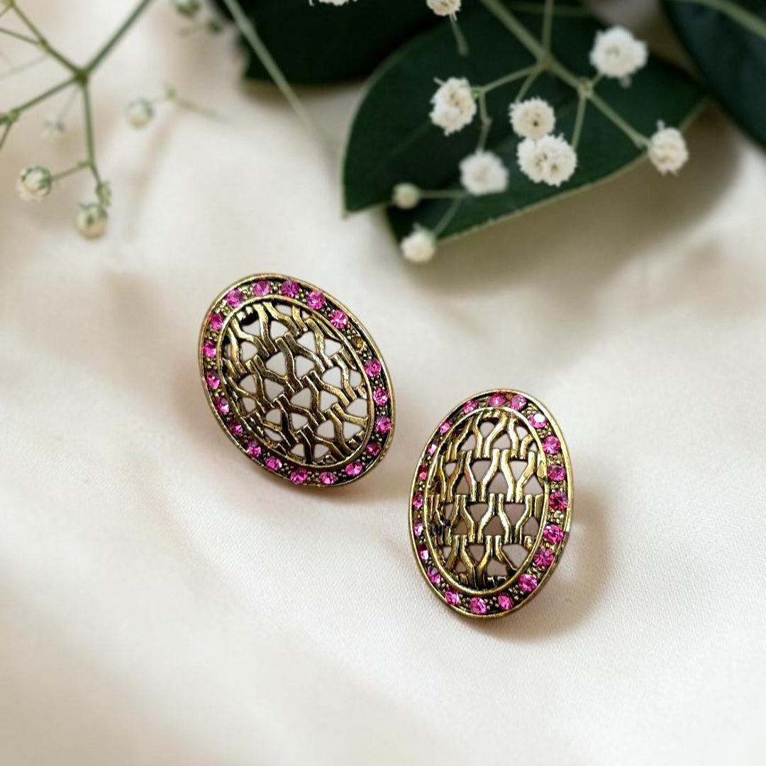 Rose Filigree Oval Studs