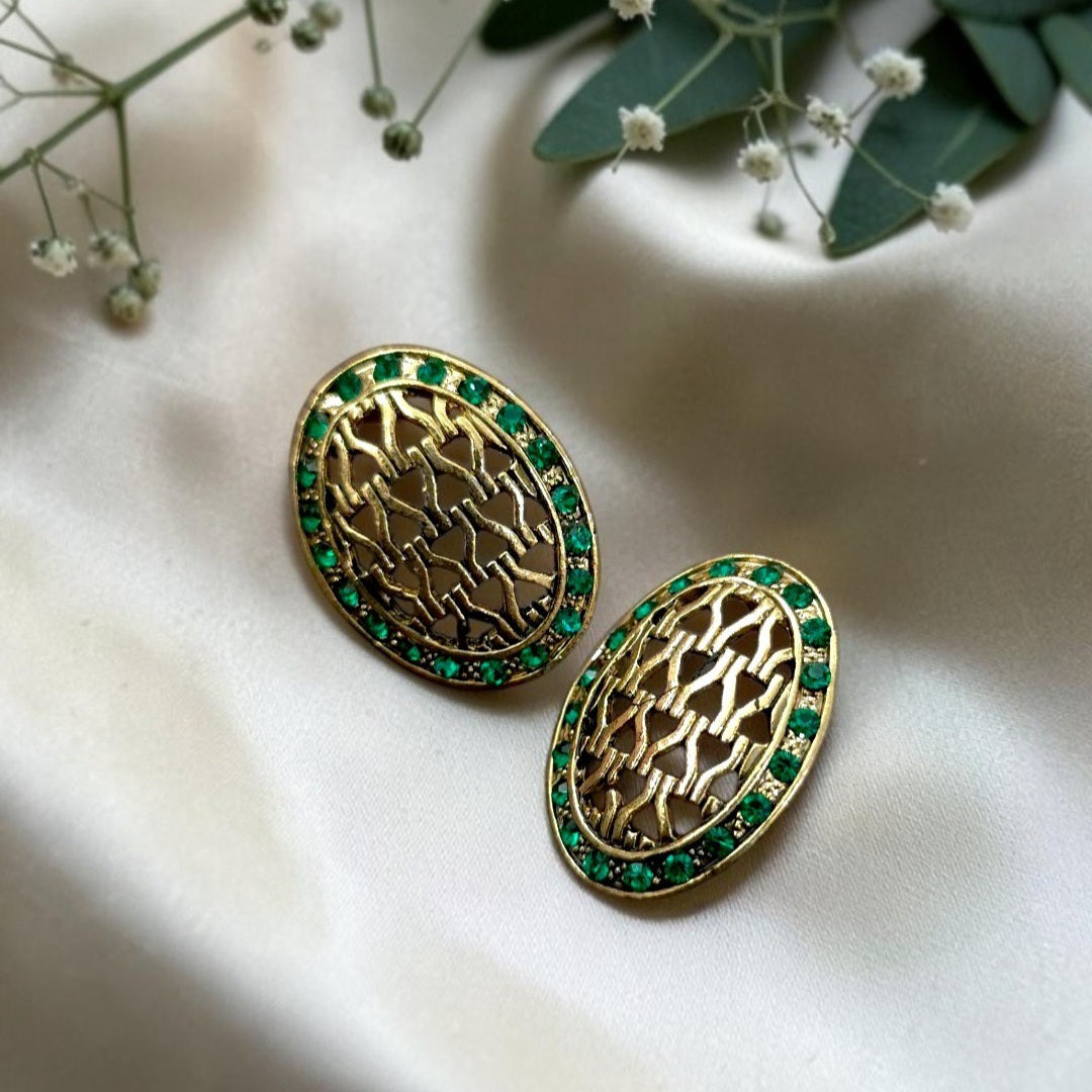 Verdant Filigree Oval Studs
