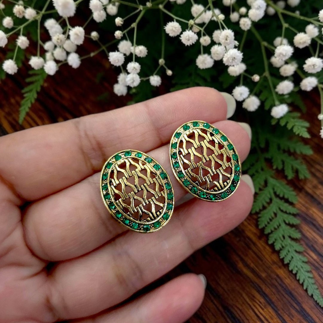 Verdant Filigree Oval Studs