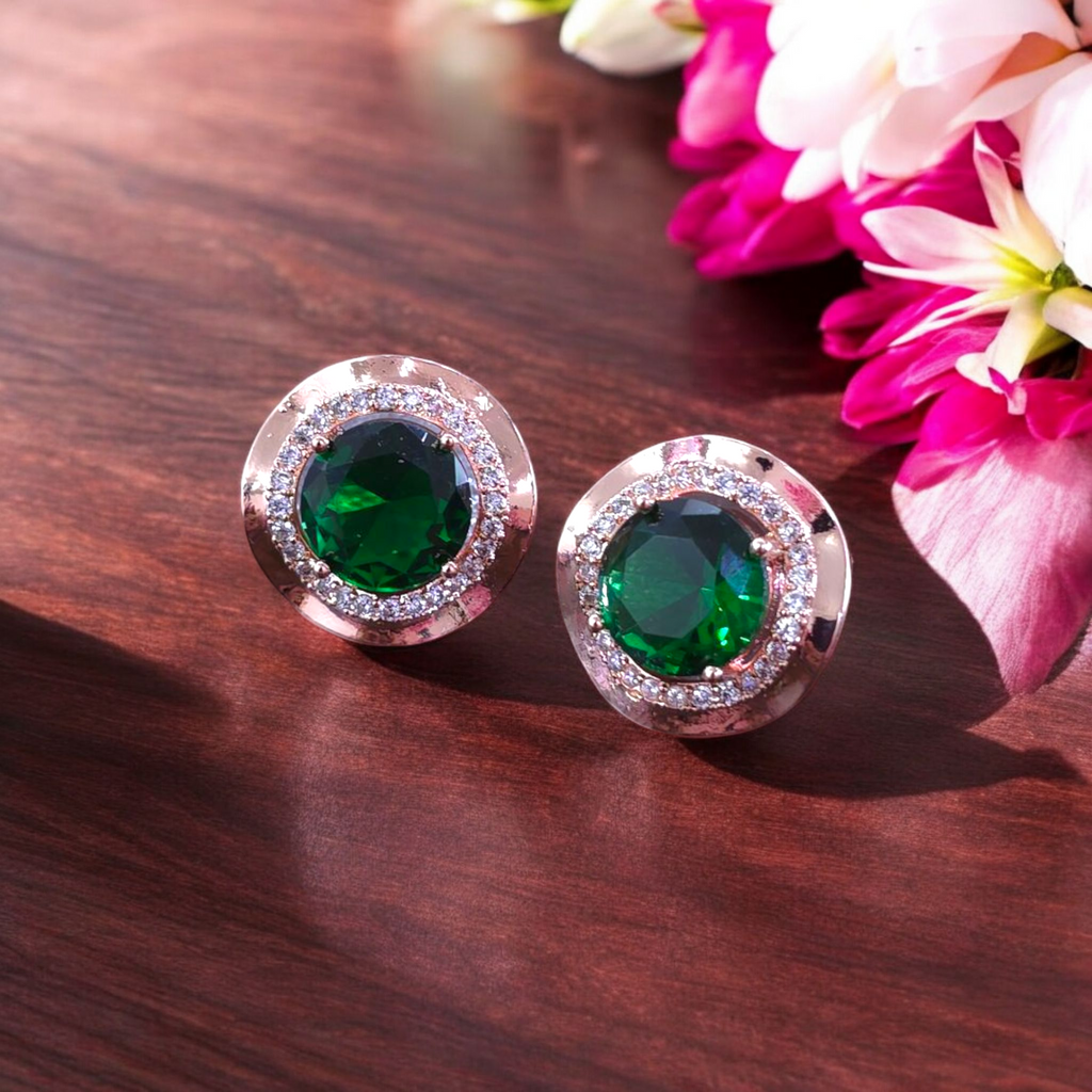 Emerald Halo Studs