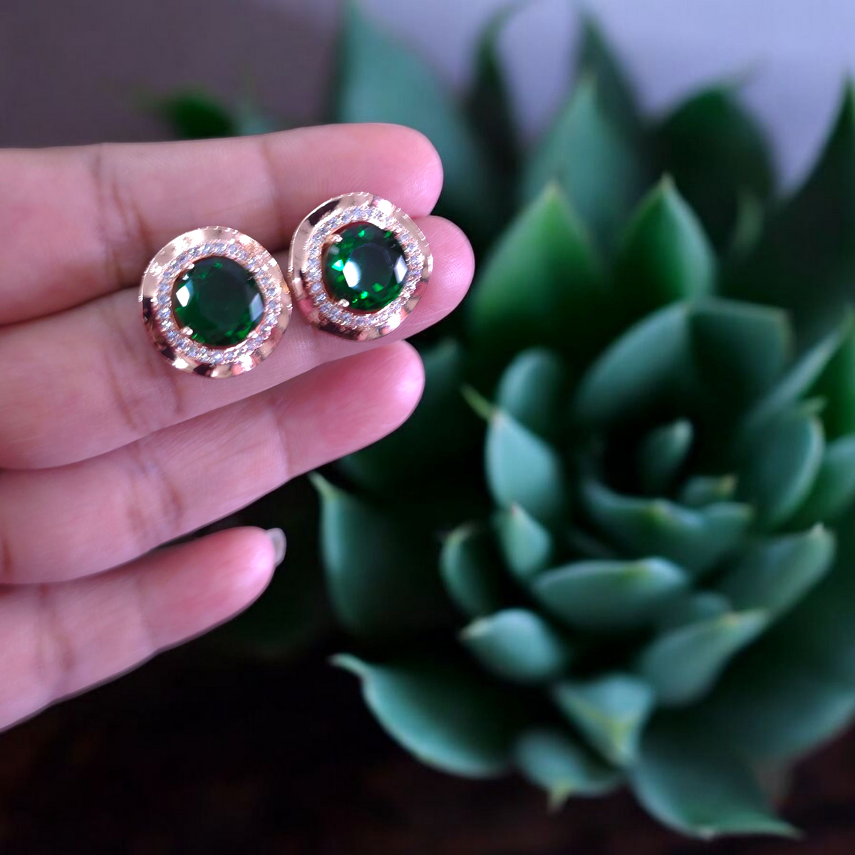 Emerald Halo Studs